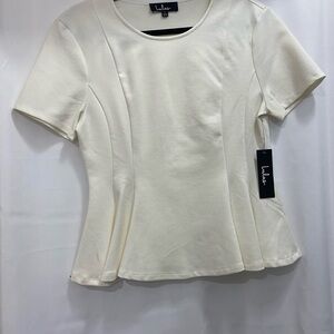 Lulu's Cream Fitted Peplum Blouse